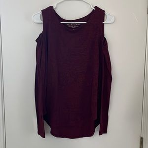 Dark red Hollister open shoulder long sleeve